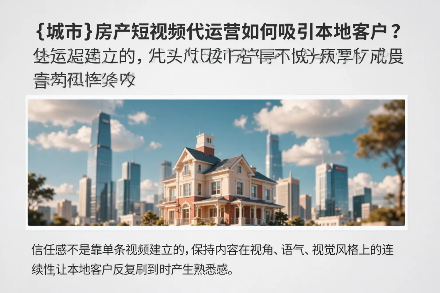 河北房产短视频代运营如何吸引本地客户？
