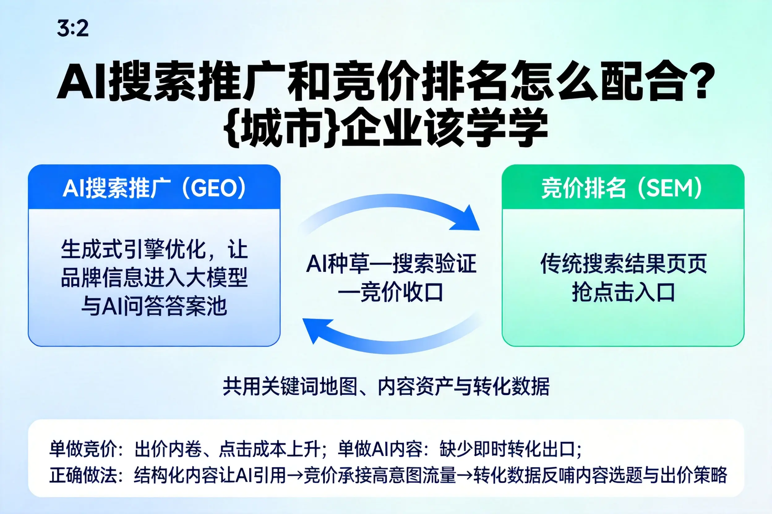 AI搜索推广和竞价排名怎么配合？河北企业该学学